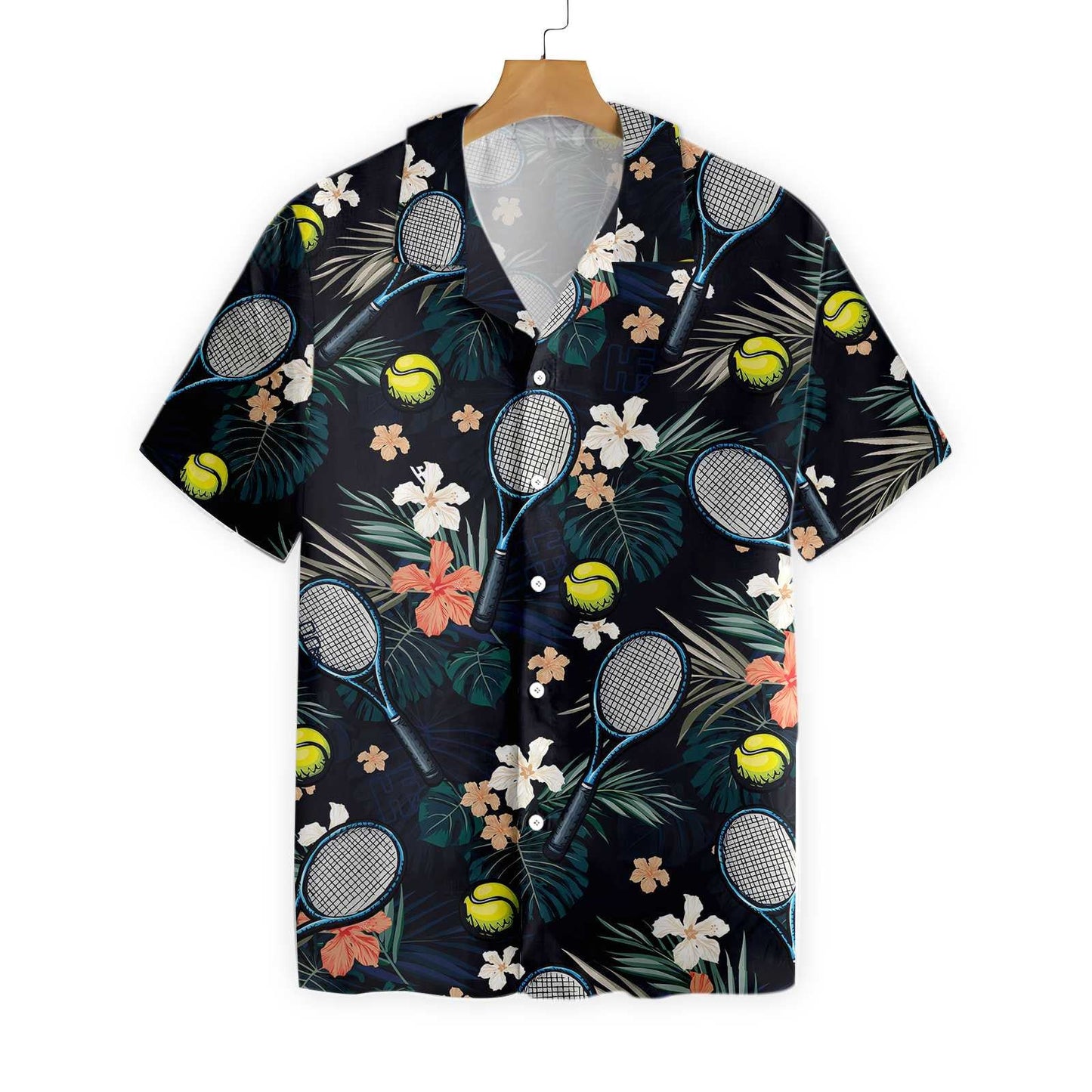 Cool Tropical Floral Tennis Design Hawaiian Shirt,Hawaiian Shirt Gift, Christmas Gift