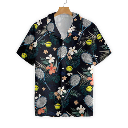 Cool Tropical Floral Tennis Design Hawaiian Shirt,Hawaiian Shirt Gift, Christmas Gift