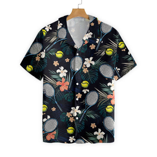 Cool Tropical Floral Tennis Design Hawaiian Shirt,Hawaiian Shirt Gift, Christmas Gift