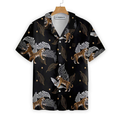 Nice Tiger With Palm Leaves Design Hawaiian Shirt,Hawaiian Shirt Gift, Christmas Gift