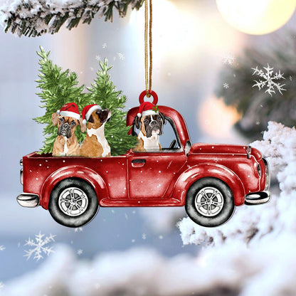 Boxer Red Car Christmas Ornament, Christmas Ornament Gift, Christmas Gift, Christmas Decoration