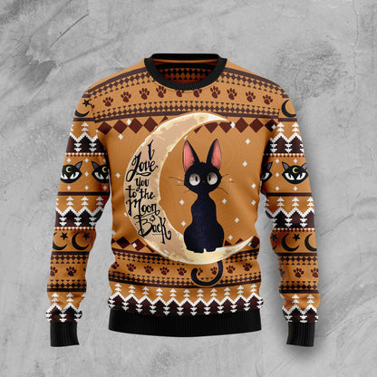 Black Cat Moon And Back Ugly Christmas Sweater, Christmas Ugly Sweater,Christmas Gift,Gift Christmas 2024