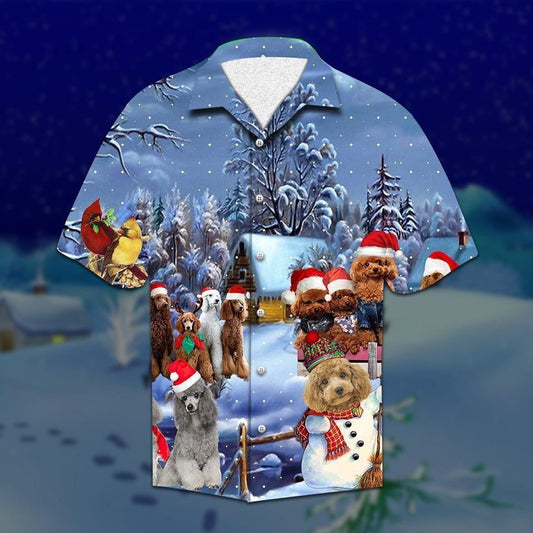 Hawaiian Shirt Shop Poodle On Christmas Night Design, Hawaiian For Gift