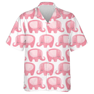 Pink Cute Elephant On White Background Hawaiian Shirt,Hawaiian Shirt Gift, Christmas Gift