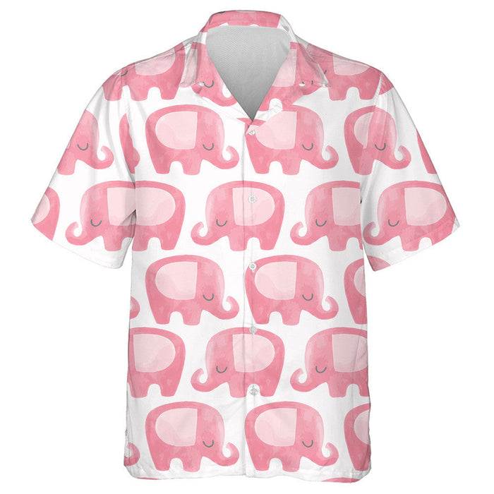 Pink Cute Elephant On White Background Hawaiian Shirt,Hawaiian Shirt Gift, Christmas Gift