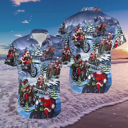 Design Hawaiian Shirt Christmas Driving With Santa Claus,Hawaiian Shirt Gift, Christmas Gift