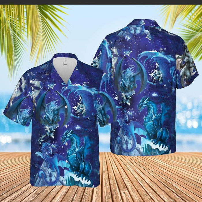 Amazing Blue Sea And Dragon Background Hawaiian Shirt, Hawaiian For Gift