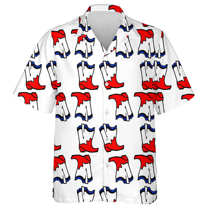 Memorial Independence Day Cowboy Boots Drawn Doodle Pattern Hawaiian Shirt, Hawaiian Shirt Gift, Christmas Gift