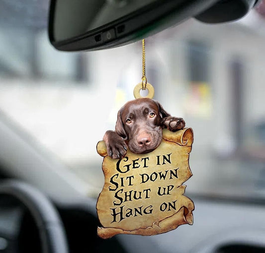 Chocolate Labrador retriever get in two sided ornament, Christmas Gift, Christmas Decoration