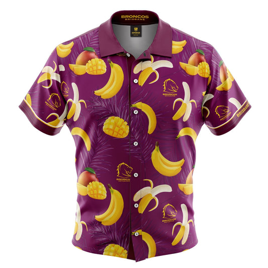 Nrl Broncos Adult Hawaiian Aloha Shirt Hawaiian Shorts Beach Short Sleeve, Hawaiian Shirt Gift, Christmas Gift