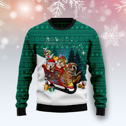 Bulldog Sleigh Ugly Christmas Sweater, Christmas Ugly Sweater,Christmas Gift,Gift Christmas 2022