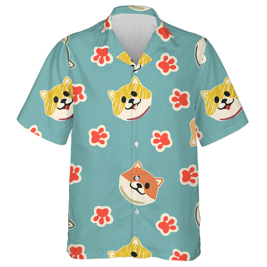 Cartoon Japanese Shiba Inu Dog Isolated Background Hawaiian Shirt, Hawaiian Shirt Gift, Christmas Gift