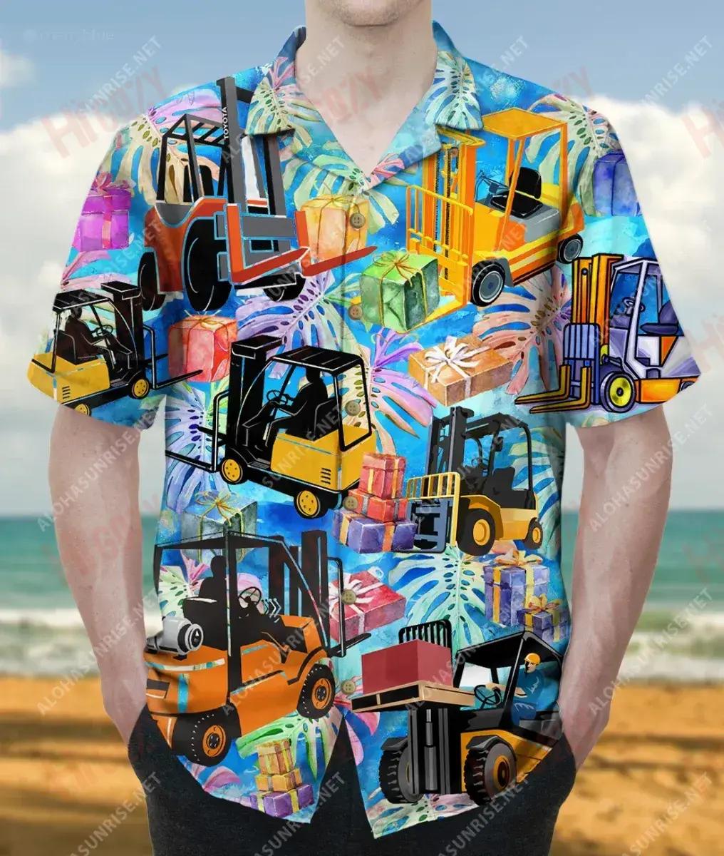 Forklift Truck This Is How I Lift Unisex Hawaiian Shirt Vacation Short Sleeve Best Hawaiian Shirts Funny Hawaiian Shirts, Hawaiian Shirt Gift, Christmas Gift