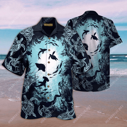Aquarium Life Unisex Hawaiian Aloha Shirt Hawaiian Shorts Beach Short Sleeve, Hawaiian Shirt Gift, Christmas Gift