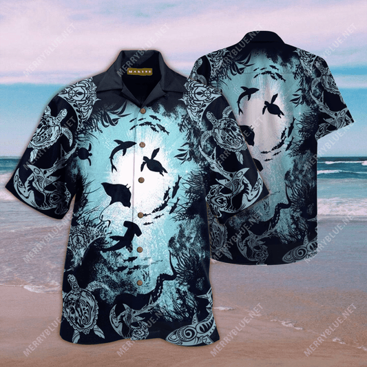 Aquarium Life Unisex Hawaiian Aloha Shirt Hawaiian Shorts Beach Short Sleeve, Hawaiian Shirt Gift, Christmas Gift