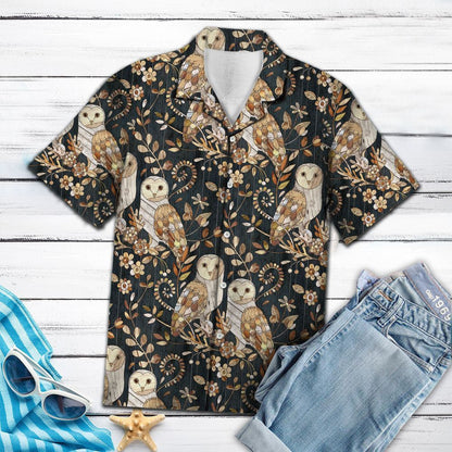 Magic Owl Perched On Tree Wonderland Hawaiian Shirt,Hawaiian Shirt Gift, Christmas Gift