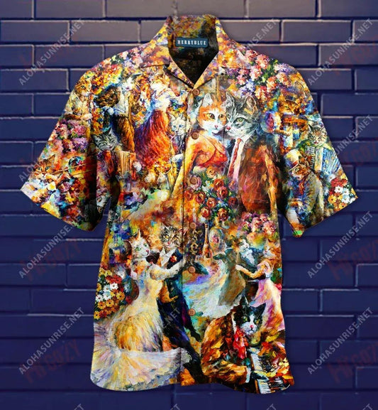 Sound Of The Dance Cat Unisex Short Sleeve Shirt Ocean Hawaiian T Shirts Vintage Hawaiian Shirts Hawaiian Shirt Pattern, Hawaiian Shirt Gift, Christmas Gift