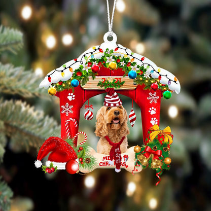 Cockapoo-Christmas House Two Sided Christmas Plastic Hanging Ornament, Christmas Gift, Christmas Decoration