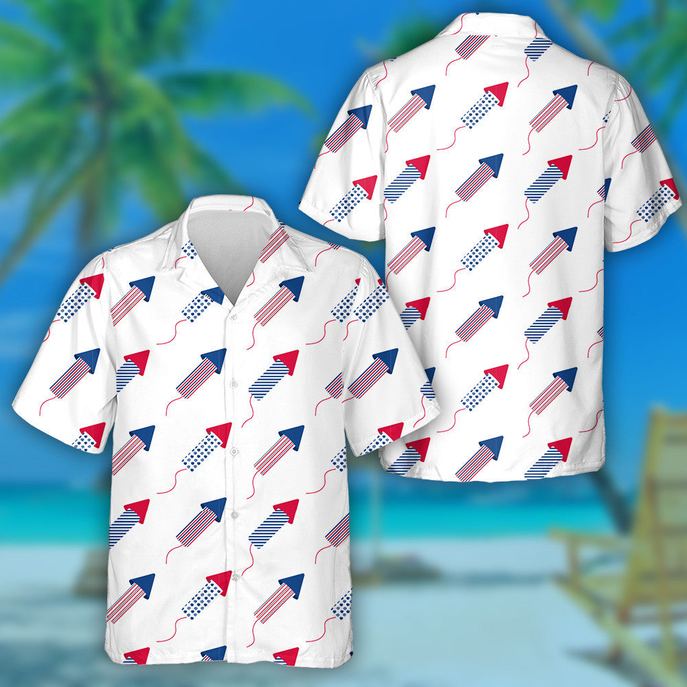 Digital USA Flag Fireworks Paper For Independence Day Hawaiian Shirt, Hawaiian Shirt Gift, Christmas Gift