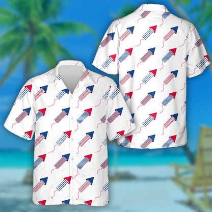 Digital USA Flag Fireworks Paper For Independence Day Hawaiian Shirt, Hawaiian Shirt Gift, Christmas Gift