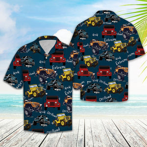 Jeep Cars In Deep Blue Design Hawaiian Shirt, Hawaiian For Gift