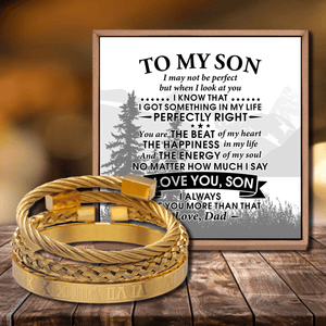 Dad To Son - I Love You Roman Numeral Bangle Weave Bracelets Set