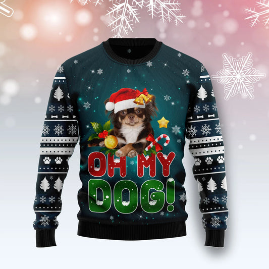Chihuahua Oh My Dog unisex omens & mens, couples matching, friends, funny family ugly christmas holiday sweater gifts