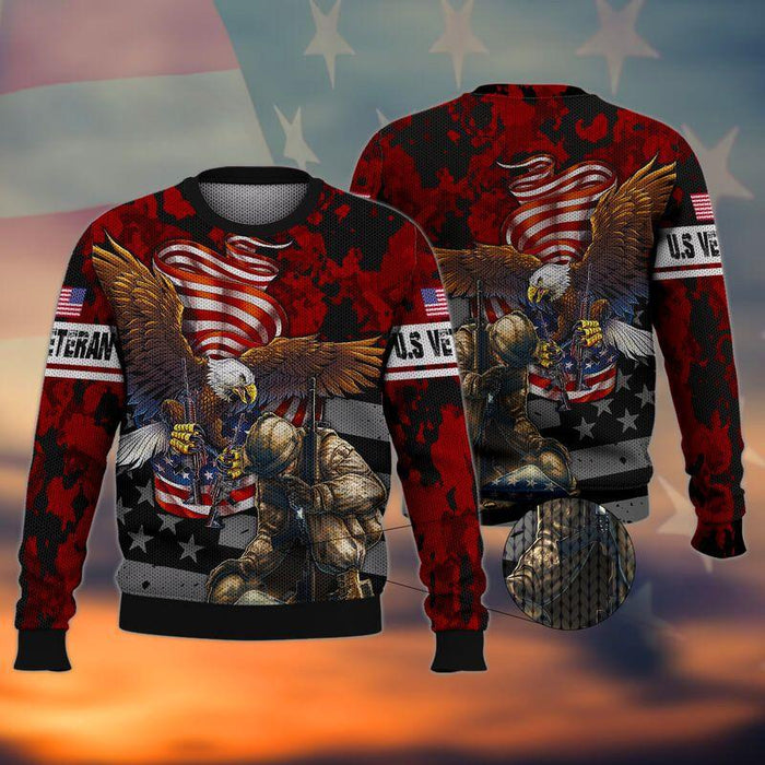 Eagle Veteran Patriot American Flag Ugly Christmas Sweater, Christmas Gift, Gift Christmas 2024