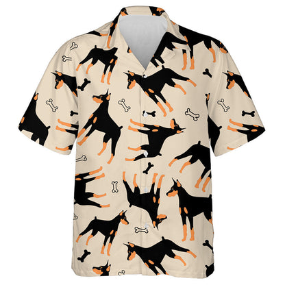 Funny Cartoon Dog And Bones In Cartoon Background Hawaiian Shirt, Hawaiian Shirt Gift, Christmas Gift