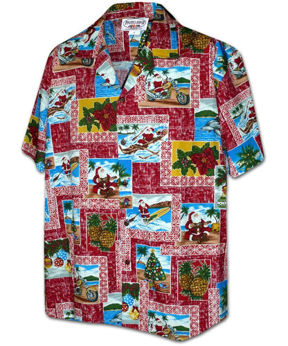 Santa Vacay Red Hawaiian Aloha Shirt Hawaiian Shorts Beach Short Sleeve, Hawaiian Shirt Gift, Christmas Gift