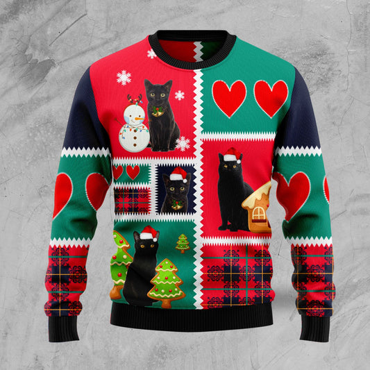Black Cat Snow Ugly Christmas Sweater, Christmas Ugly Sweater,Christmas Gift,Gift Christmas 2022
