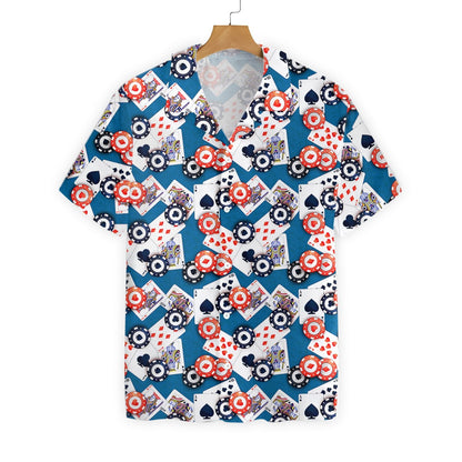 Poker Seamless On Steel Blue Design Hawaiian Shirt,Hawaiian Shirt Gift, Christmas Gift
