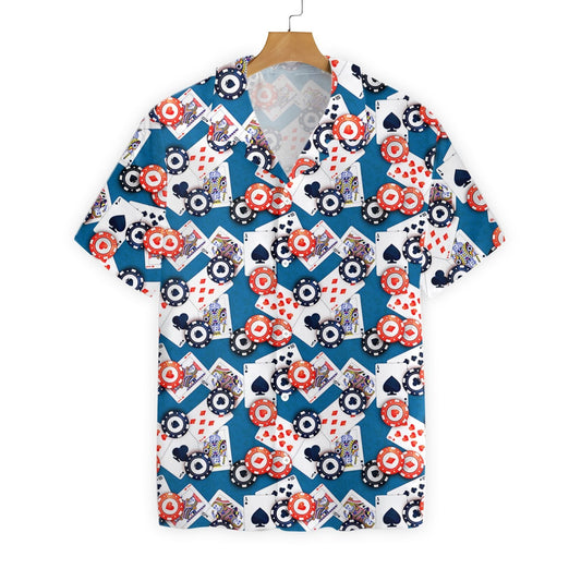 Poker Seamless On Steel Blue Design Hawaiian Shirt,Hawaiian Shirt Gift, Christmas Gift