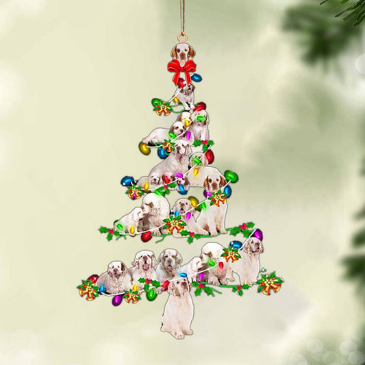 Clumber Spaniel-Christmas Tree Lights-Two Sided Christmas Plastic Hanging Ornament, Christmas Gift, Christmas Decoration
