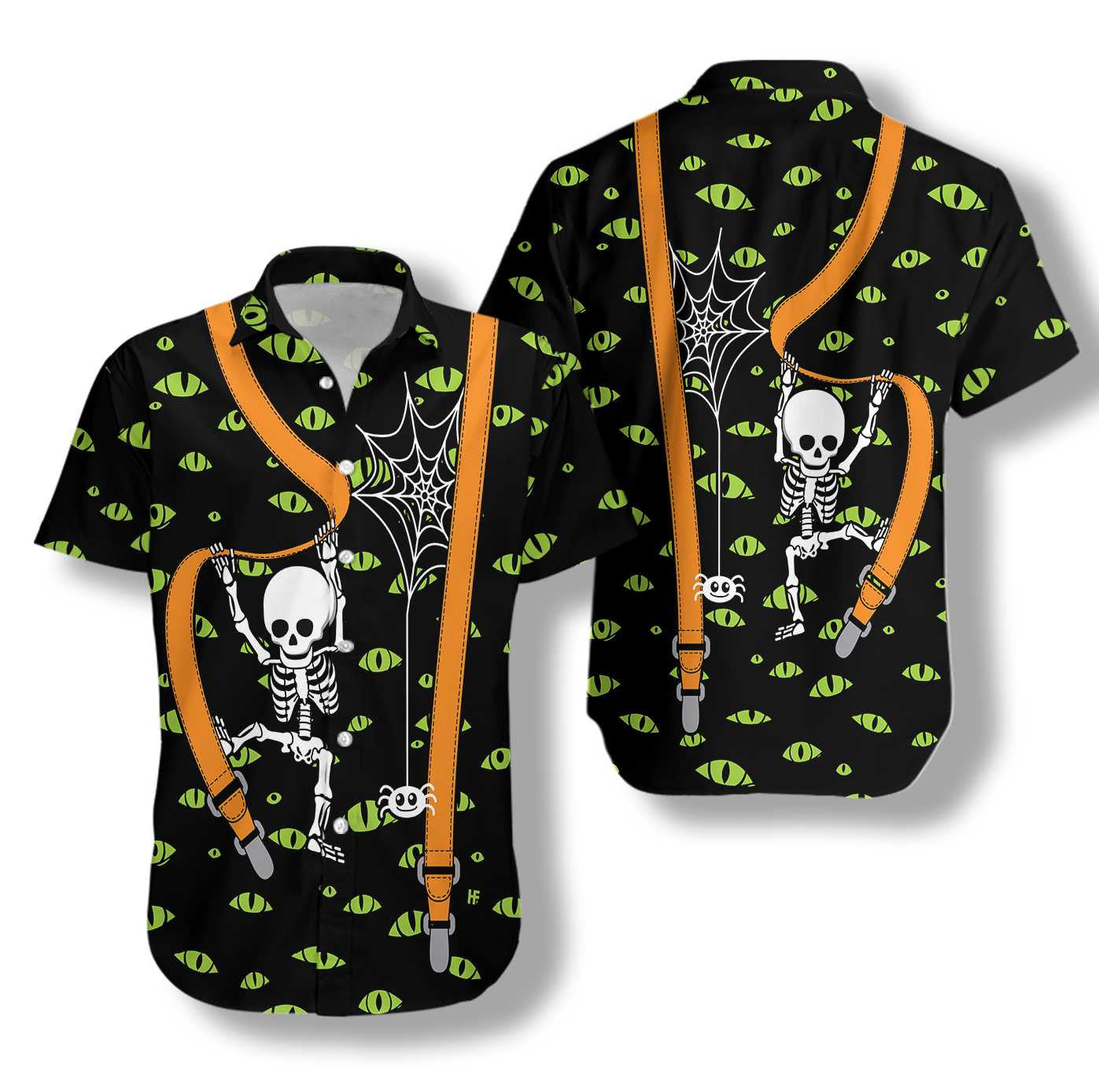 Great Halloween Skeleton And Monster Eyes Hawaiian Shirt,Hawaiian Shirt Gift, Christmas Gift