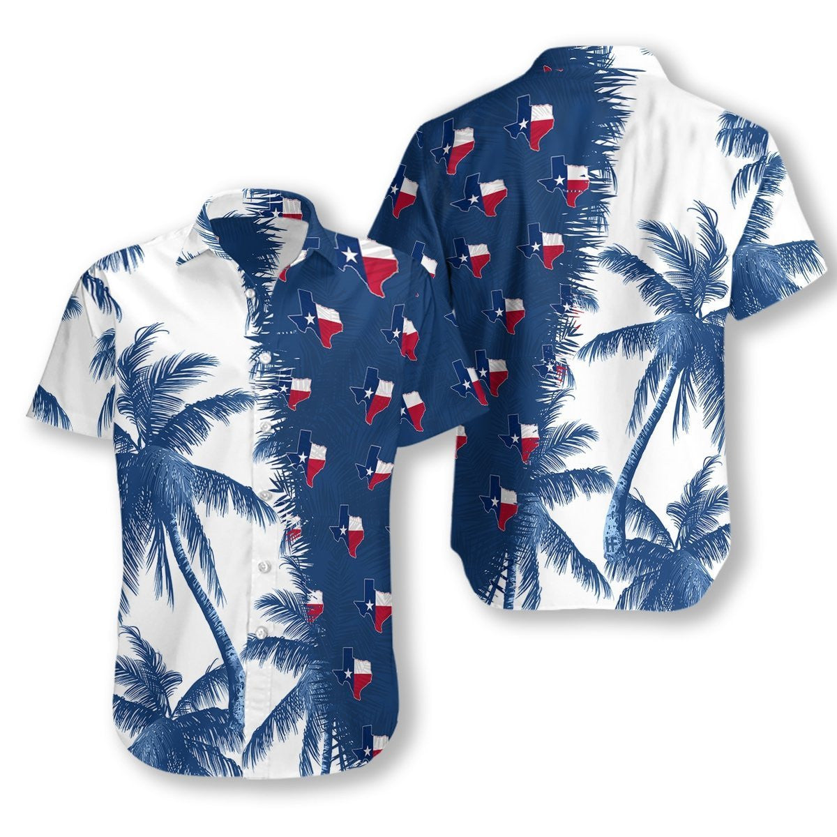 Coconut Tree And Texas Seamless Background Design Hawaiian Shirt, Hawaiian Shirt Gift, Christmas Gift