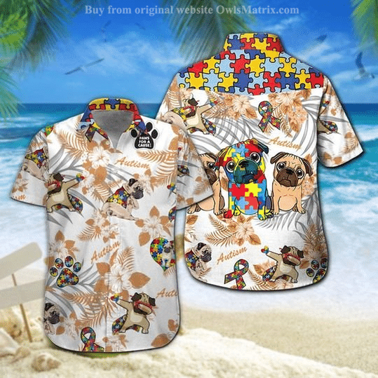 Pug Autism Hawaiian Shirt, Hawaiian Shirt Gift, Christmas Gift