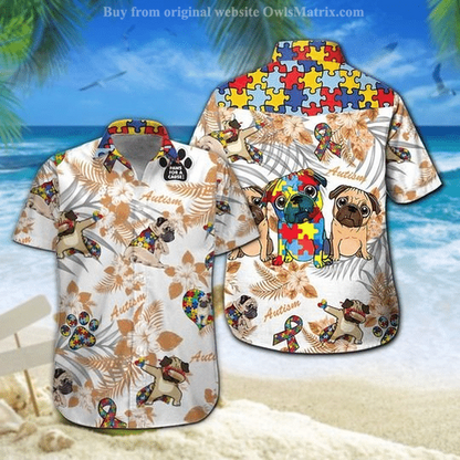 Pug Autism Hawaiian Shirt, Hawaiian Shirt Gift, Christmas Gift