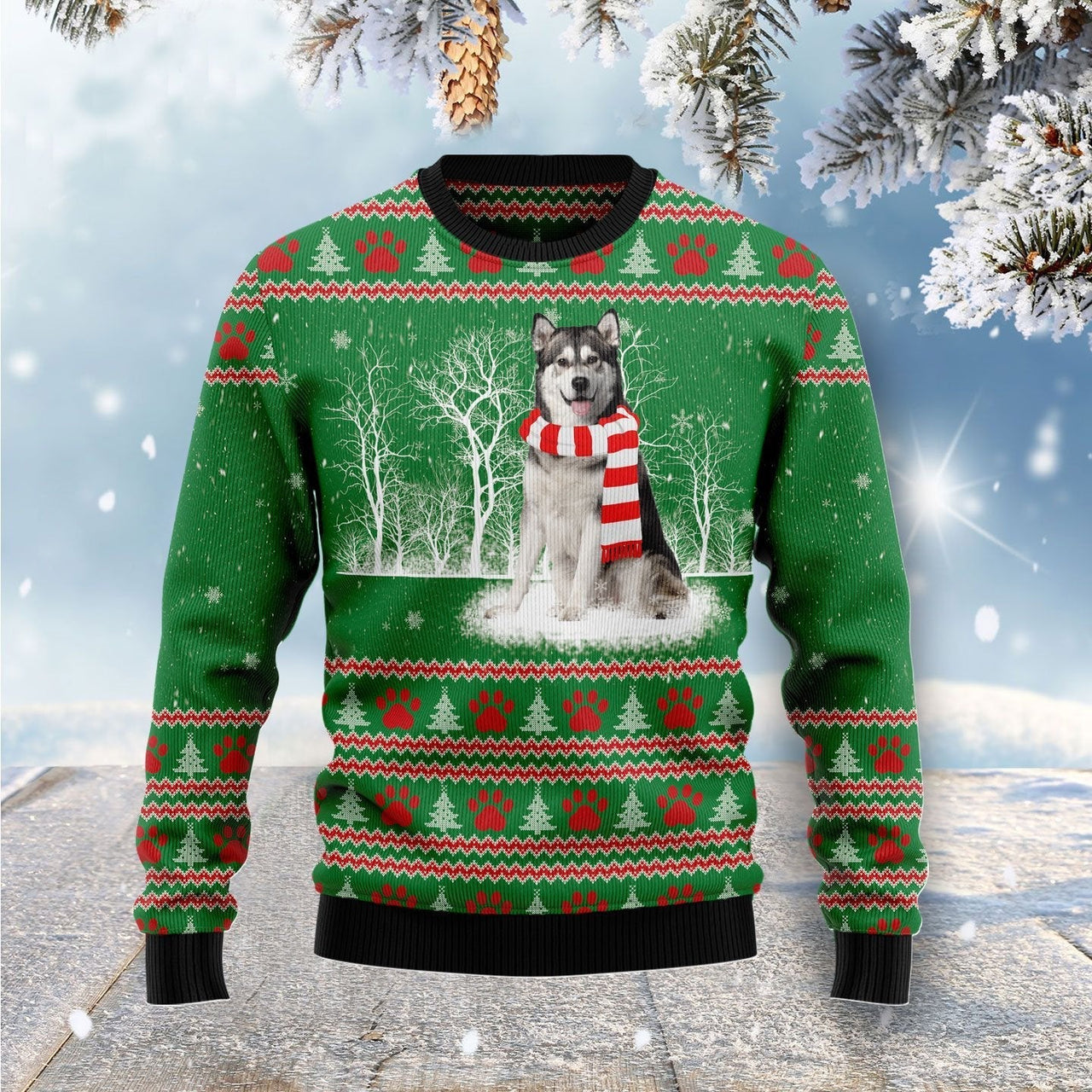 Alaskan Malamute Winter Tree Ugly Christmas Sweater, Christmas Ugly Sweater, Christmas Gift, Gift Christmas 2024