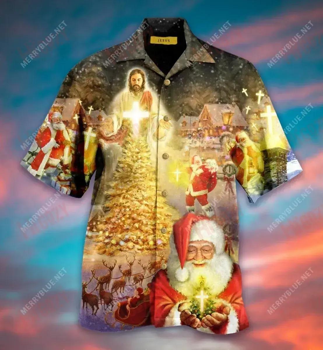 Jesus Is The Magic Of Christmas Short Hawaiian Shirt Vacation Hawaiian T Shirts Tactical Hawaiian Shirt Hawaiian Shirts For Women, Hawaiian Shirt Gift, Christmas Gift