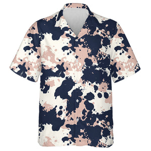 Acrylic Painted Pink And Dark Blue Splashes Camouflage Hawaiian Shirt, Hawaiian Shirt Gift, Christmas Gift