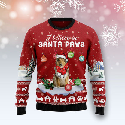 Collie I Believe In Santa Paws Ugly Christmas Sweater, Christmas Ugly Sweater,Christmas Gift,Gift Christmas 2022