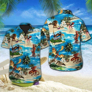 Summer Dragon On The Beach Background Hawaiian Shirt,Hawaiian Shirt Gift, Christmas Gift