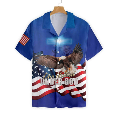 Flying Eagle One Nation Under God Design Hawaiian Shirt, Hawaiian Shirt Gift, Christmas Gift