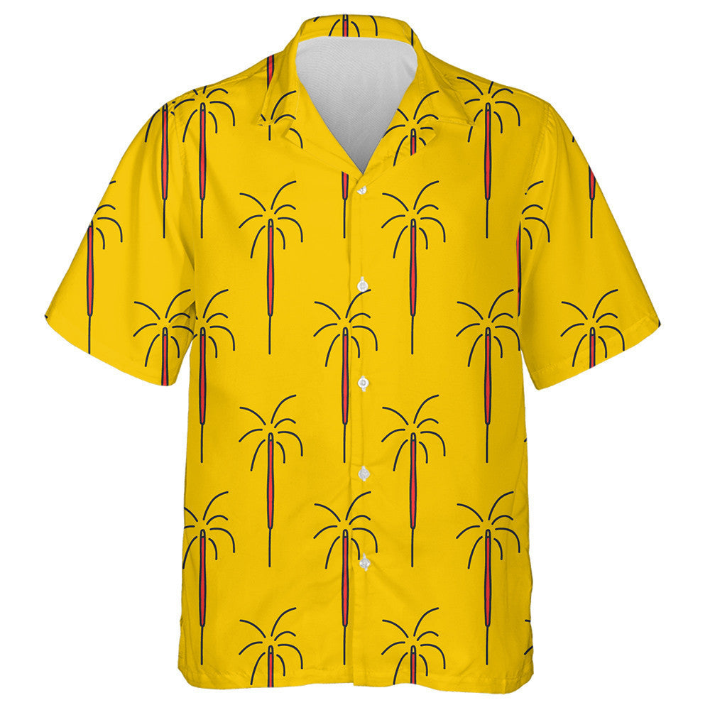 Hand Drawn Sparkler Doodle Style On Yellow Background Hawaiian Shirt, Hawaiian Shirt Gift, Christmas Gift