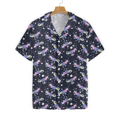 Astro T-Rex Dinosaur Black Theme Nice Design Hawaiian Shirt, Hawaiian Shirt Gift, Christmas Gift