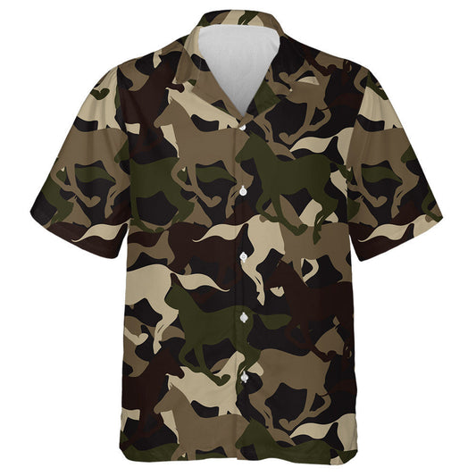 Dark Theme Western Horses Keep Running Camo Pattern Hawaiian Shirt, Hawaiian Shirt Gift, Christmas Gift