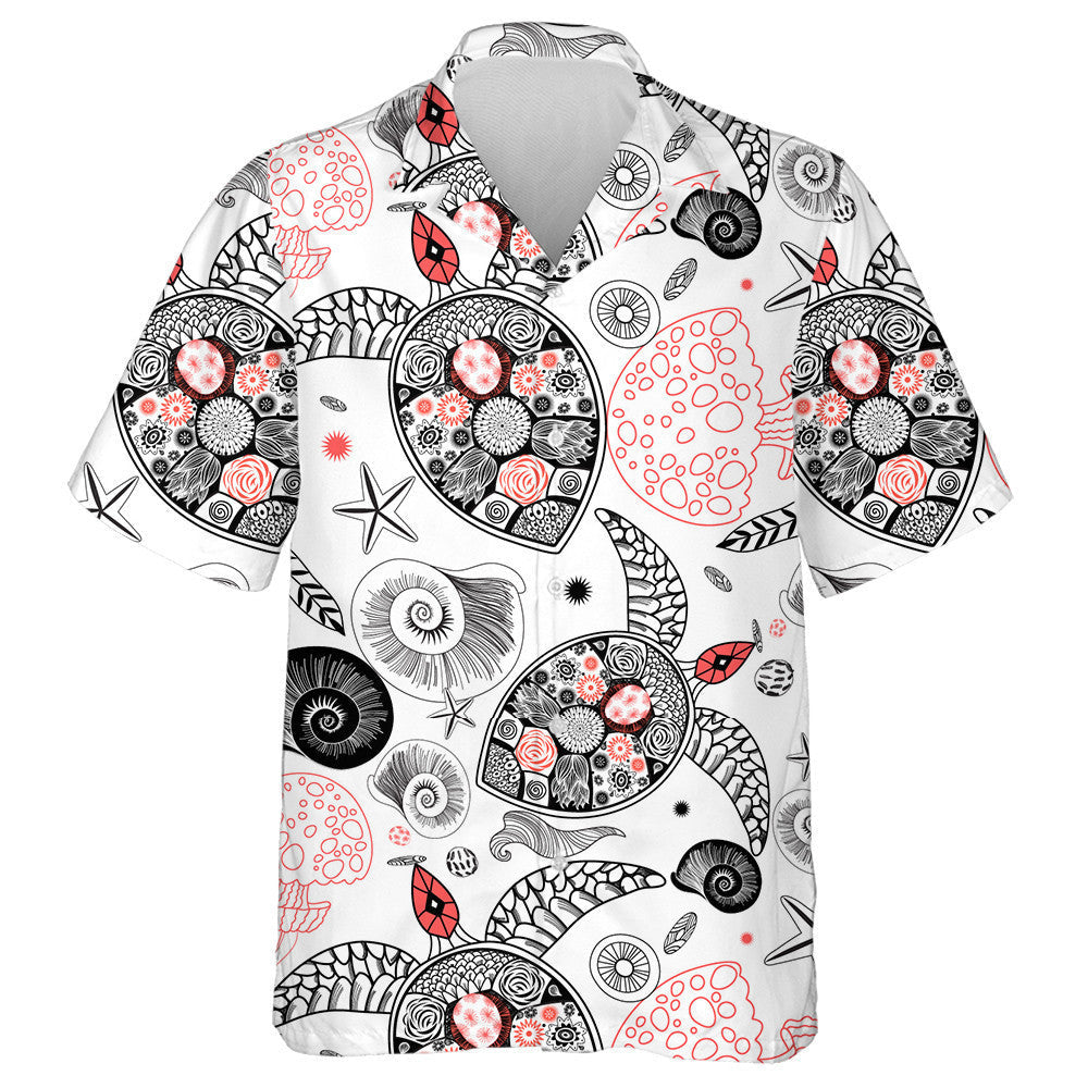 Ornamental Turtles And Marine Star On The Light Hawaiian Shirt, Hawaiian Shirt Gift, Christmas Gift