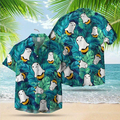 Illustration Hawaiian Shirt Cute Boo Bee Halloween, Hawaiian For Gift