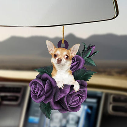 Chihuahua Purple Rose Two Sided Ornament, Happy Christmas Ornament, Christmas Gift, Christmas Decoration